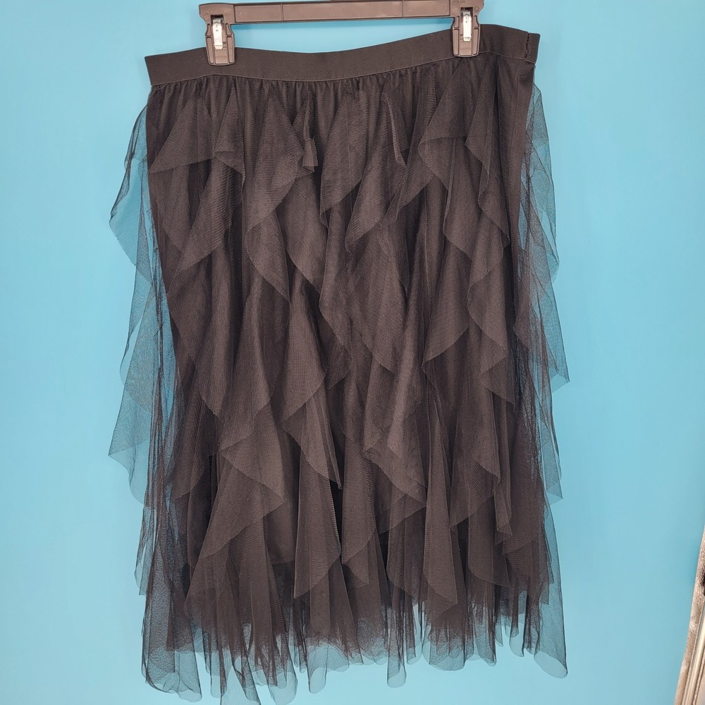 Simply Couture Tulle Ruffle Skirt Women 2XL Goth Tier Black whimsigoth Coquette